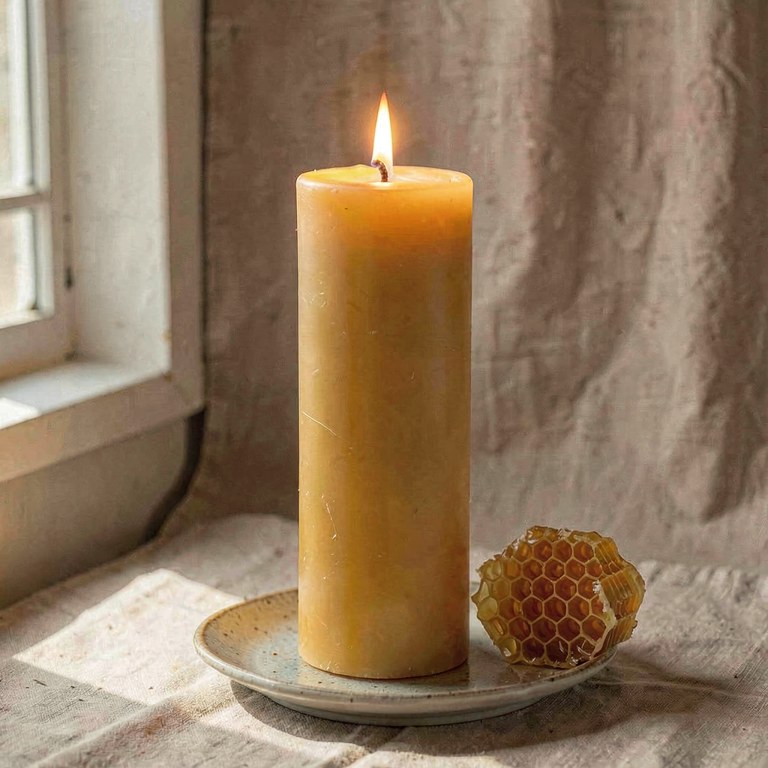 Beeswax pillar candle